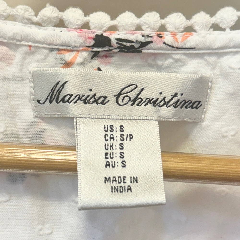 Marisa Christina Vintage 90s NWT Cotton Swiss Dot Floral Nightgown White Small - Picture 3 of 6